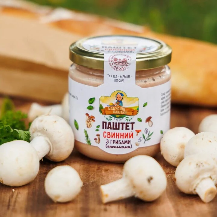 Паштет Бабусині Лакітки свинний з грибами опеньками 170г - 100shop - 1