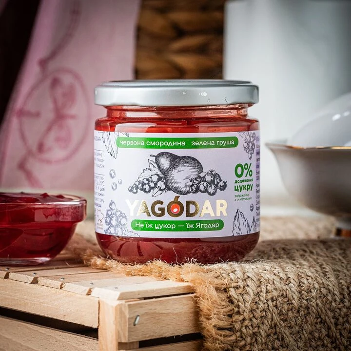 Джем Yagodar червона смородина зелена груша джем без цукру 210г - 100shop - 1