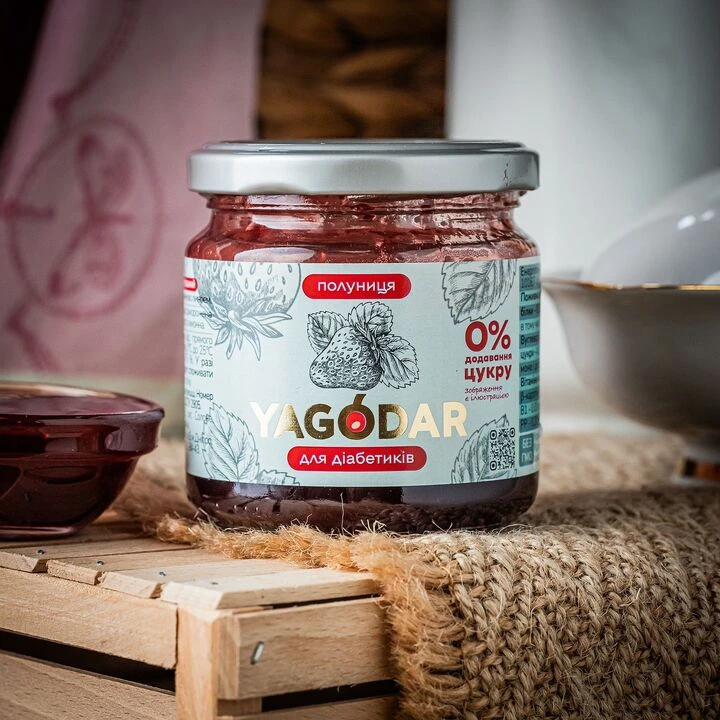 Джем Yagodar з полуницею без цукру на пектині 200г - 100shop - 1