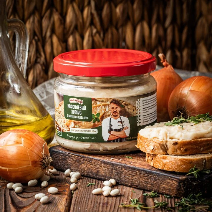 Хумус 100 років квасолевий з копченою цибулею 280г - 100shop - 1