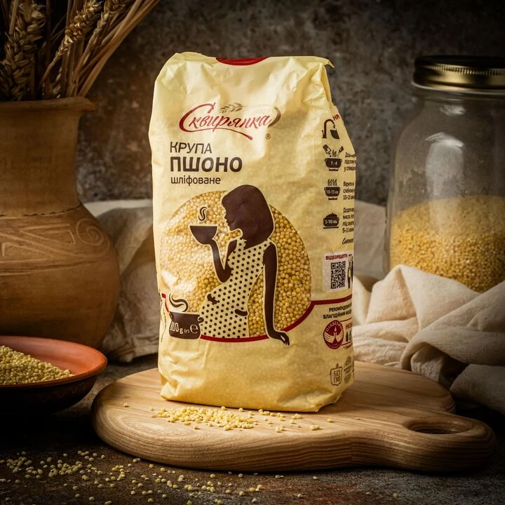 Крупа пшоно Сквирянка шліфоване органічне 800г - 100shop - 1