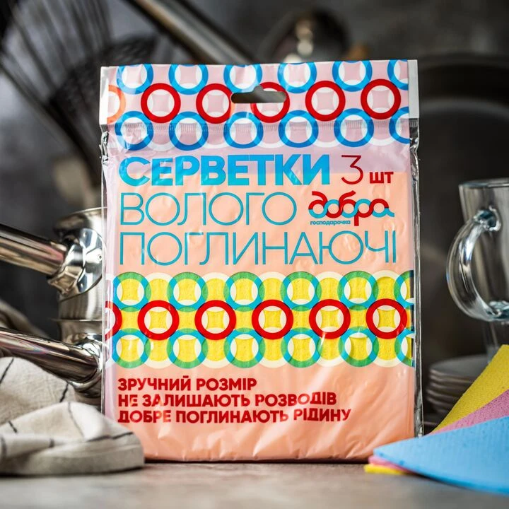 Серветки вологопоглинаючі Добра господарочка 4шт - 100shop - 1