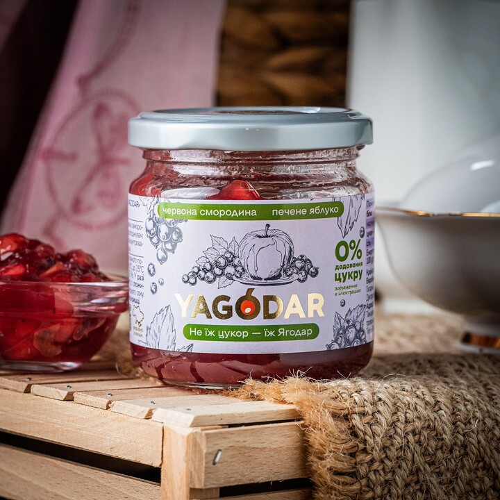 Джем Yagodar смородина червона печене яблуко без цукру 210г - 100shop - 1